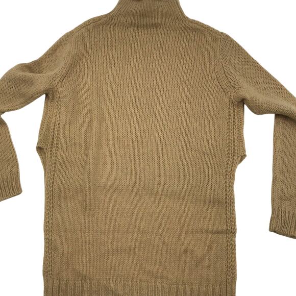 Project Naadam Womens Size XS Camel Open Knit Turtleneck Sweater Short Poncho - Picture 2 of 11